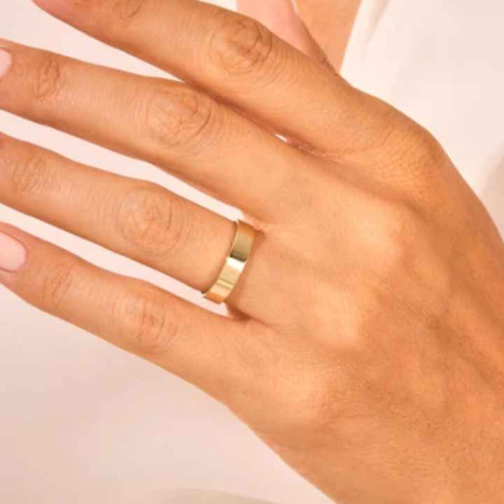 2PCS Golden Tone Oval Cut Plain Band Bridal Set