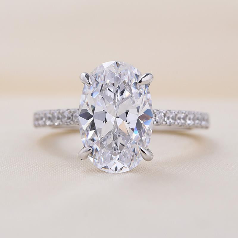 4PCS Luxurious Oval Cut Wedding Bridal Set In Sterling Silver