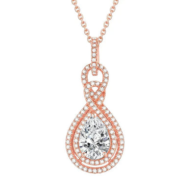 Halo Pear Cut Infinity Pendant Necklace
