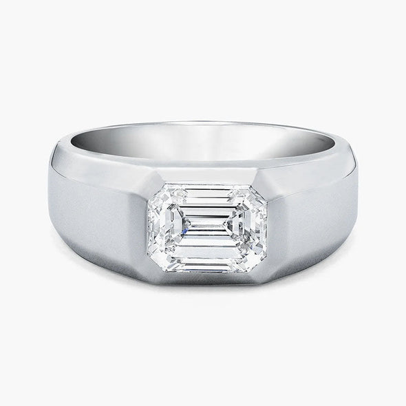 Classic Emerald Cut Silver Men's Ring