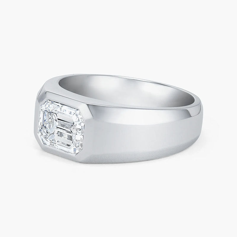 Classic Emerald Cut Silver Men's Ring