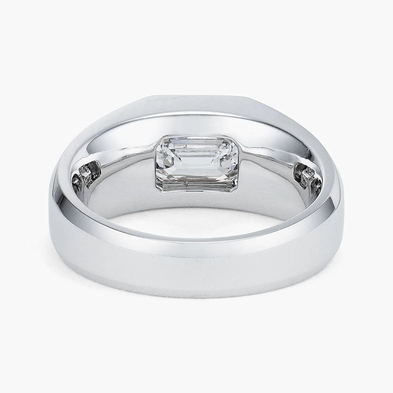 Classic Emerald Cut Silver Men's Ring