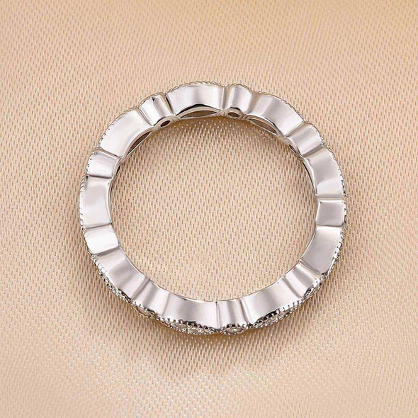 Vintage Eternity Art Deco Stacking Sterling Silver Wedding Band