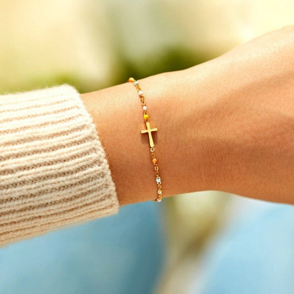 To My Daughter- "Pray Through It" Faith Cross Bracelet