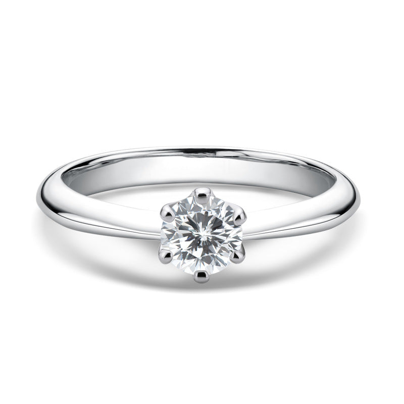 2.0 CT Classic 6 Prong Round Cut Sterling Silver Engagement Ring