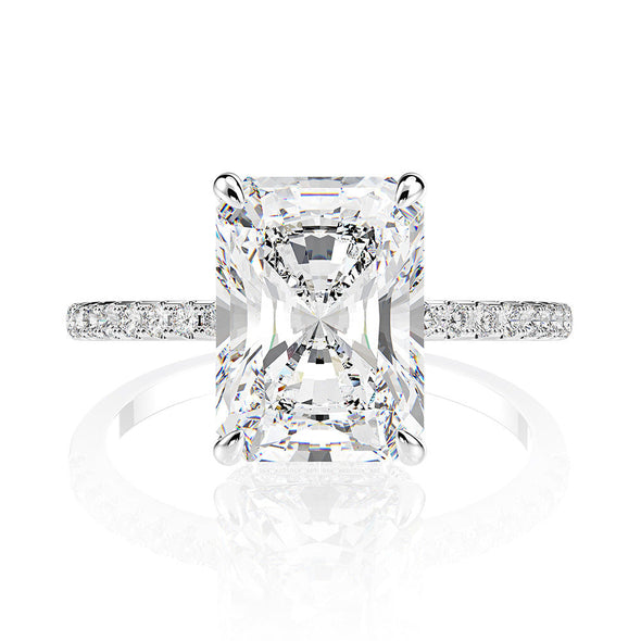 Moissanite 4.0 carat Radiant Cut 925 Silver Engagement Ring