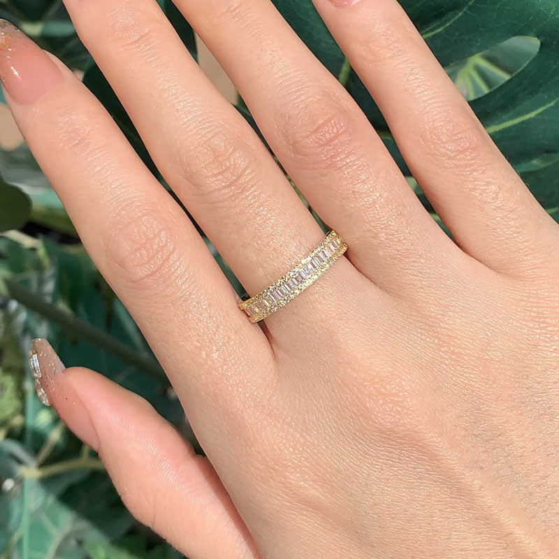 Golden Tone Eternity Sterling Silver Wedding Band