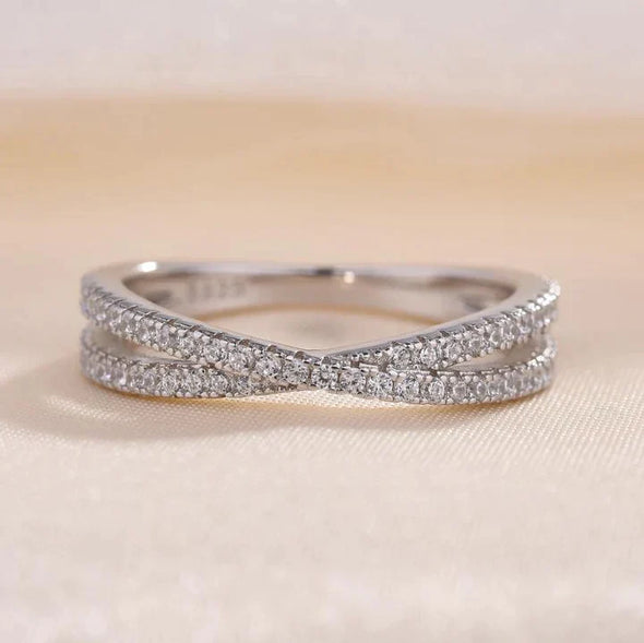 X Criss Cross & Twist Infinity Sterling Silver Wedding Band Set