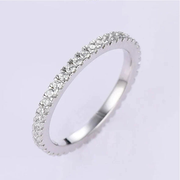 Classic Eternity Thin Sterling Silver Wedding Band