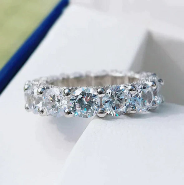 Eternity Round Cut Sterling Silver Wedding Band