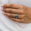 Classic Blue Sapphire Pear Cut Sterling Silver Engagement Ring
