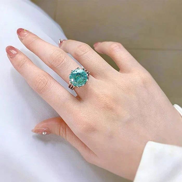 Unique Design Green Sterling Silver Engagement Ring