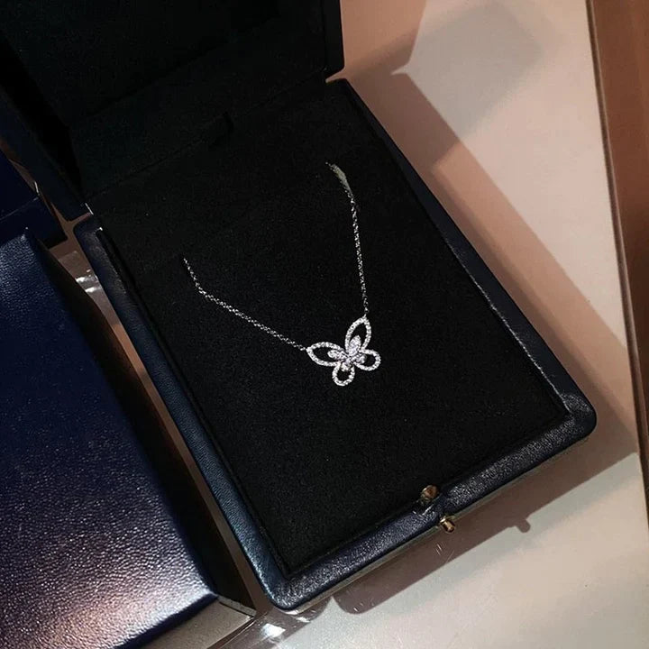 Dainty Butterfly Design Sterling Silver Pendant Necklace