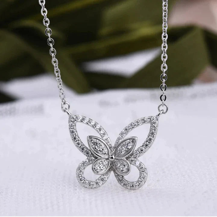 Dainty Butterfly Design Sterling Silver Pendant Necklace