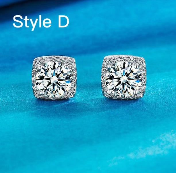 Exquisite Moissanite Stud Earrings In Sterling Silver