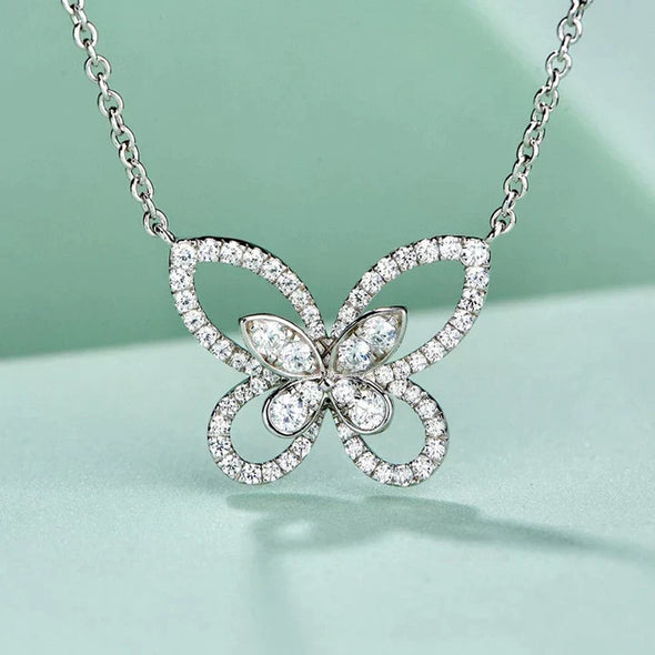Dainty Butterfly Design Sterling Silver Pendant Necklace