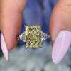 Fancy Yellow Radiant Cut Sterling Silver Engagement Ring