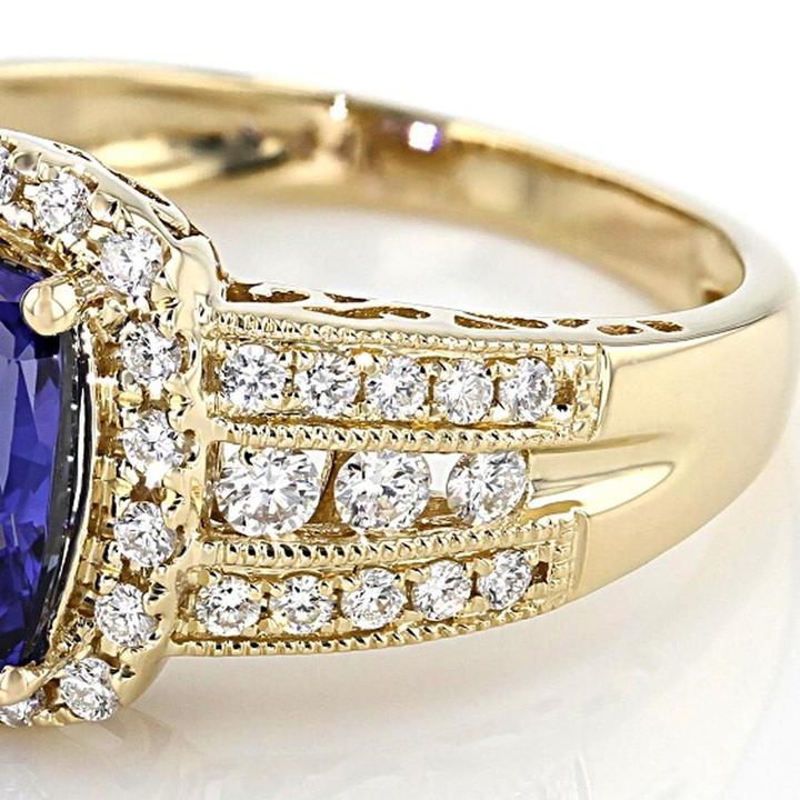 Vintage Cushion Cut Sapphire Engagement Ring