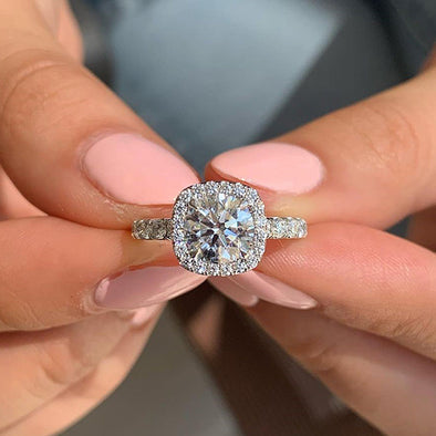 Gorgeous Halo Round Cut Sterling Silver Engagement Ring
