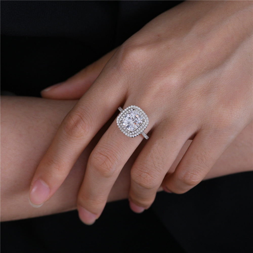 Double Halo Cushion Cut Engagement Bridal Set