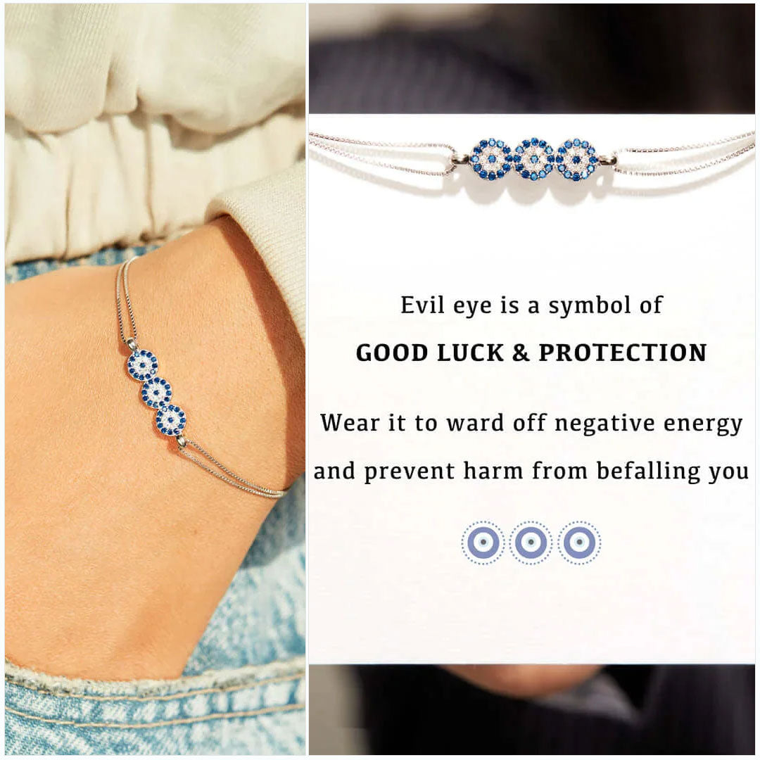 To My Daughter- Good Luck Triple Evil Eye Bracelet