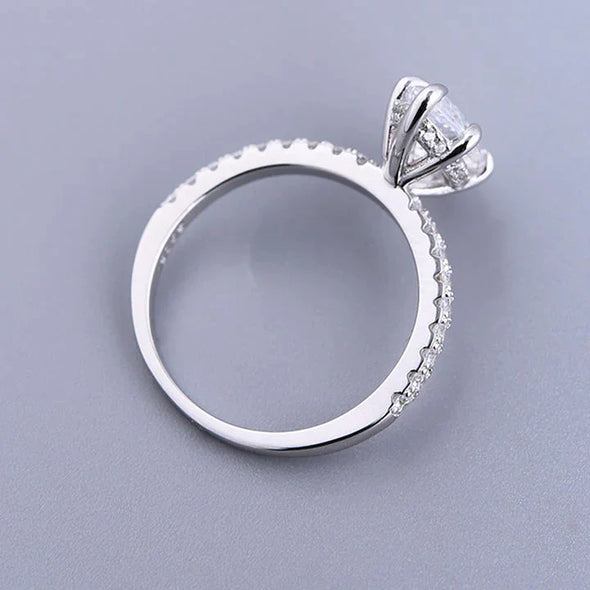 Classic 1.5 CT. Marquise Cut Sterling Silver Engagement Ring In Half Eternity Band