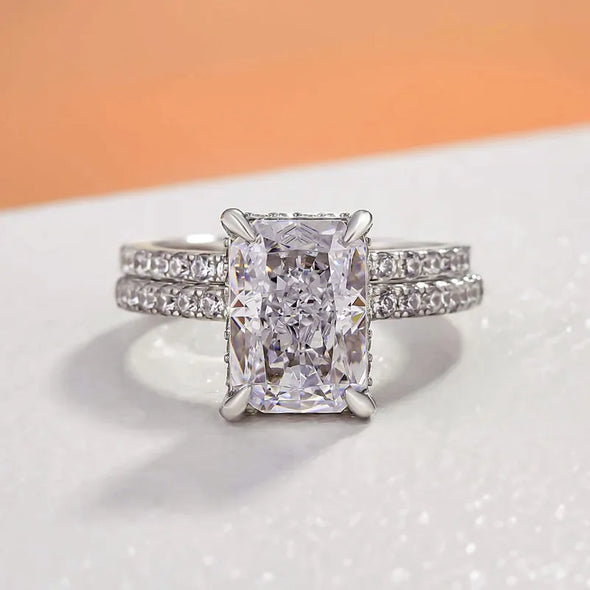 Gorgeous 3.0 Carat Radiant Cut Bridal Set In Sterling Silver