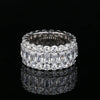 Vintage Royal Blue Eternity Three Row Wedding Band In Sterling Silver