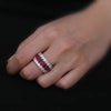 Vintage Royal Blue Eternity Three Row Wedding Band In Sterling Silver
