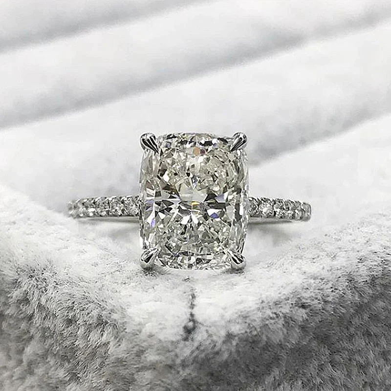 Stunning 3.5CT. Radiant Cut Engagement Ring In Sterling Silver