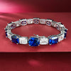 luxurious Emerald Cut& Elongated Cushion Cut Royal Blue Tennis Bracelet