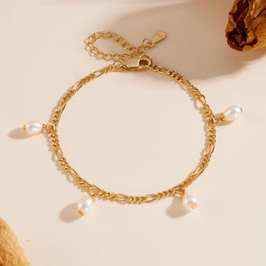 Natural Pearls 18k Gold Plated Bracelet