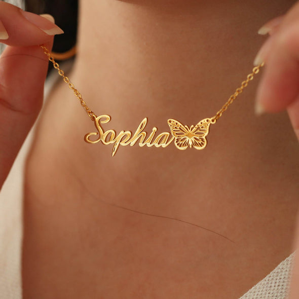Personalized Butterfly Letters Design Necklace