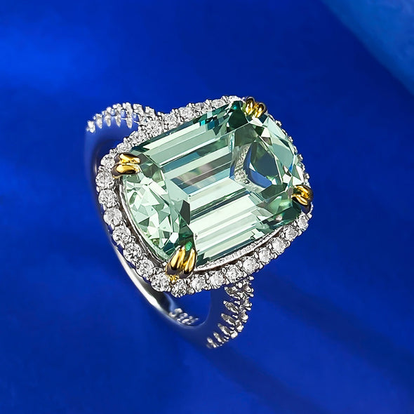 Vintage Tourmaline Green Sterling Silver Engagement Ring