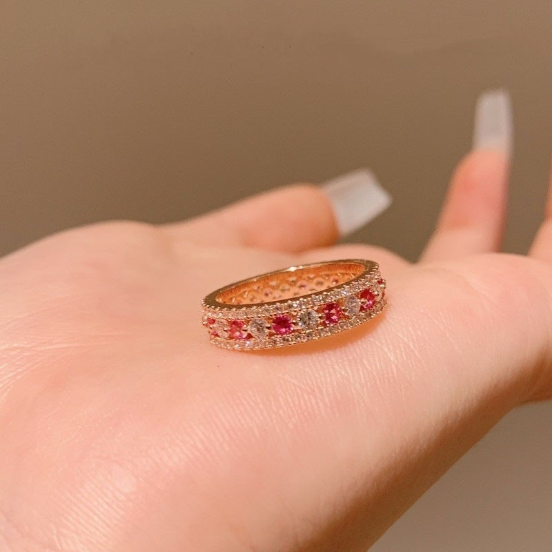 Vintage Ruby Rose Gold Tone Wedding Band