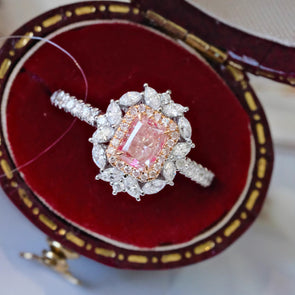 Vintage Fancy Pink Sterling silver Engagement Ring