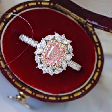 Vintage Fancy Pink Sterling silver Engagement Ring