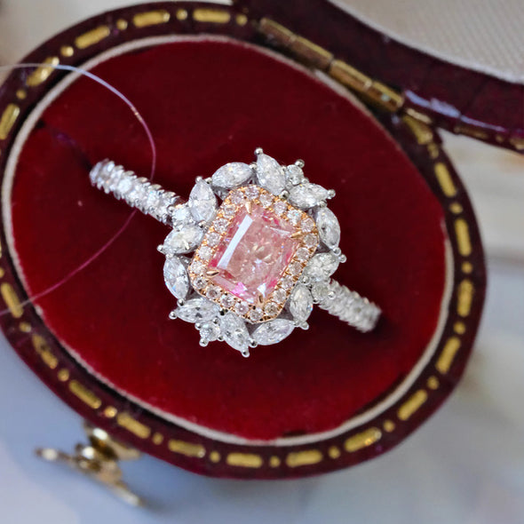 Vintage Fancy Pink Sterling silver Engagement Ring