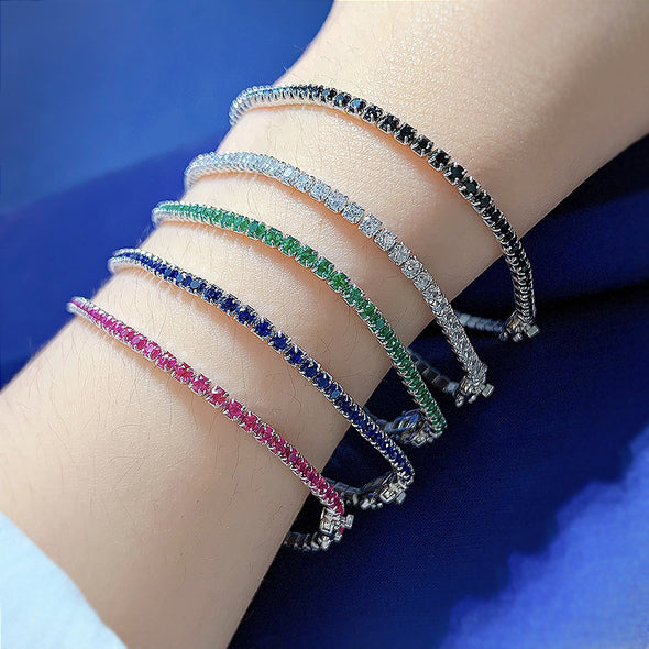 Classic Multi Color Sterling Silver Tennis Bracelet