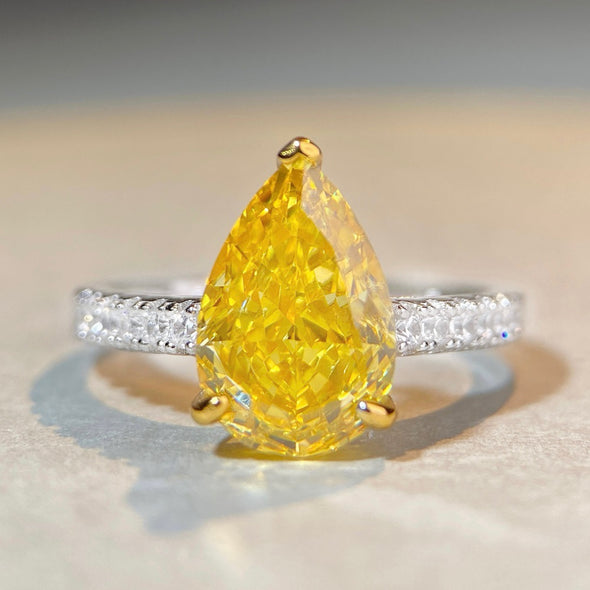 Multi Color Pear Cut Sterling Silver Engagement Ring
