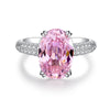 Oval Cut Pink Under Halo Sterling Silver Engagement Ring