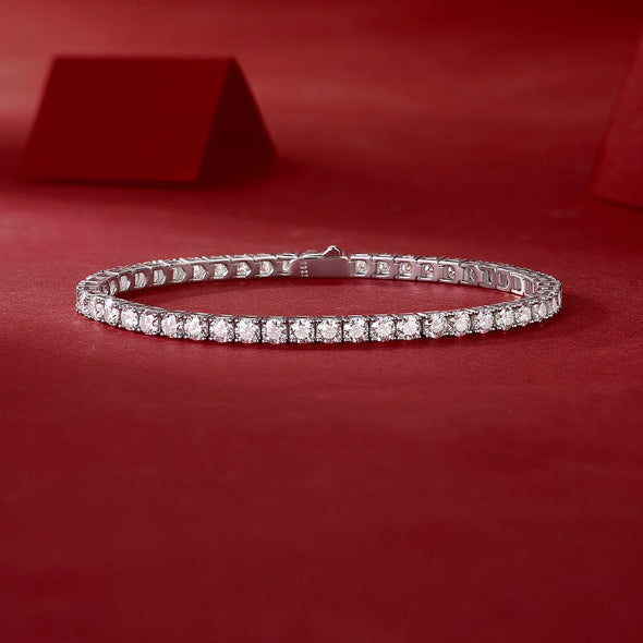 Classic Round Cut Moissanite Sterling Silver Tennis Bracelet