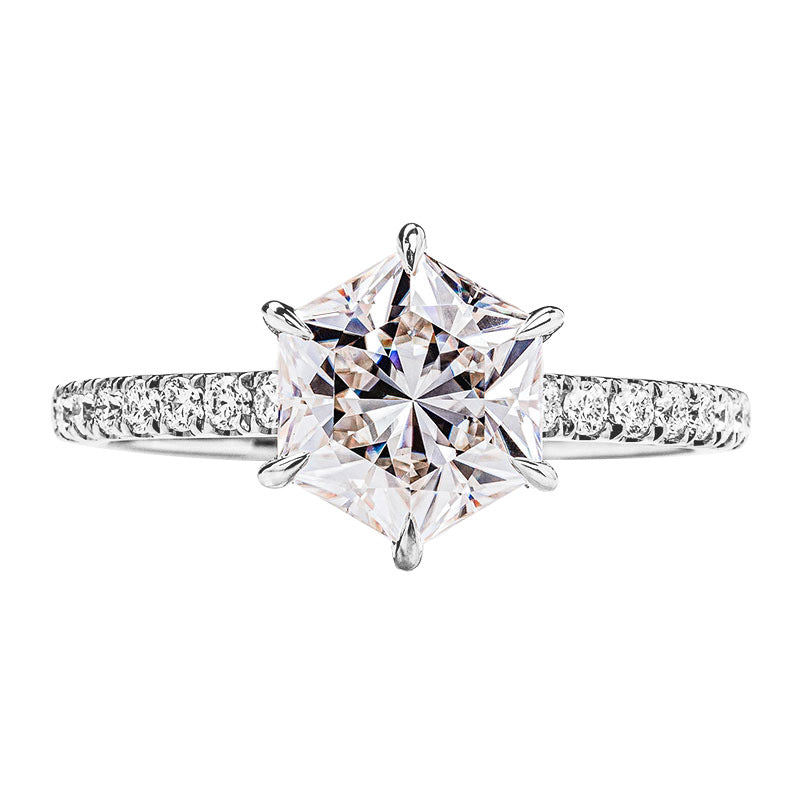 Gorgeous Solitaire 2.0CT Hexagonal Shape Moissanite Engagement Ring