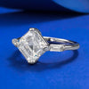Asscher Cut Solitaire Engagement Ring in Sterling Silver