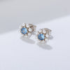 Blue Flower Design Pearls Stud Earrings