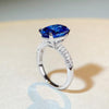 Oval Cut Blue Under Halo Sterling Silver Engagement Ring