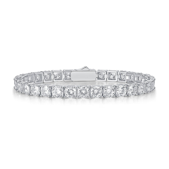Classic Round Cut Moissanite Sterling Silver Tennis Bracelet