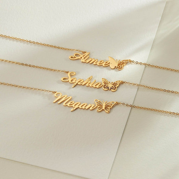Personalized Butterfly Letters Design Necklace