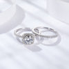 Round Cut D Color Moissanite Sterling Silver Halo Wedding Ring Set