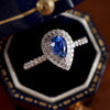 Double Halo Pear Cut Sterling Silver Engagement Ring